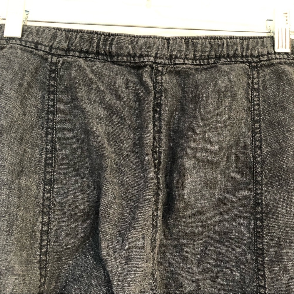Eileen Fisher 100 linen wide leg crop drawstring pant w pockets indigo wash M - Picture 10 of 12